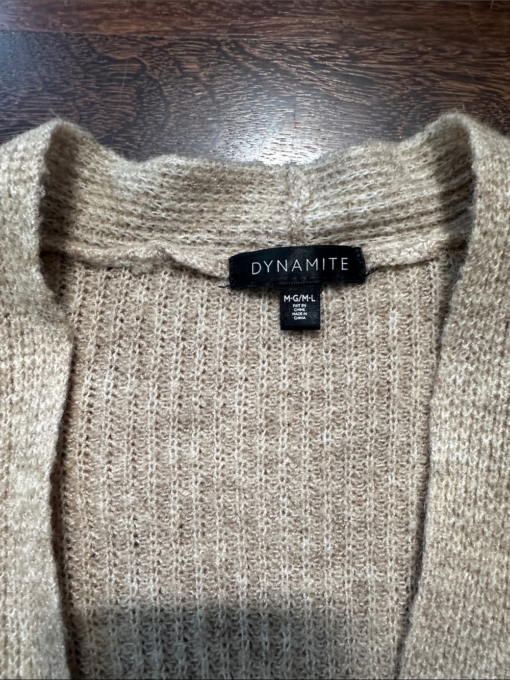 Dynamite Beige Ribbed Open-Front Long Cardigan - Picture 2 of 6